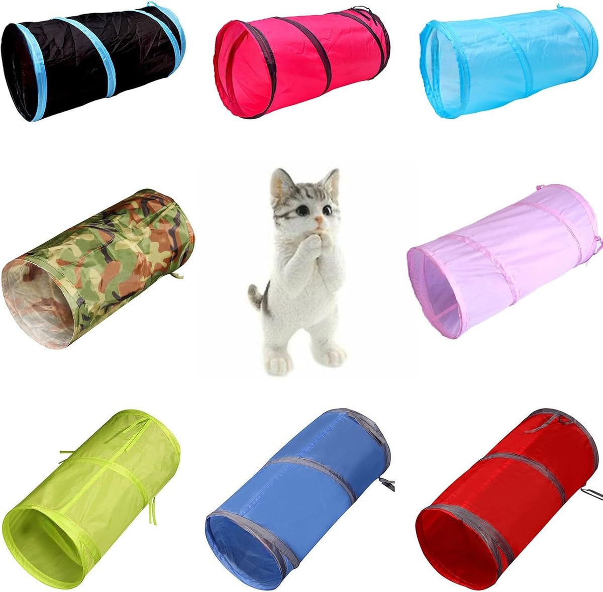 iCAGY Foldable Spiral Cat Tunnel - Indoor Toy for Small Cats, Kittens, and Rabbits - Tube for