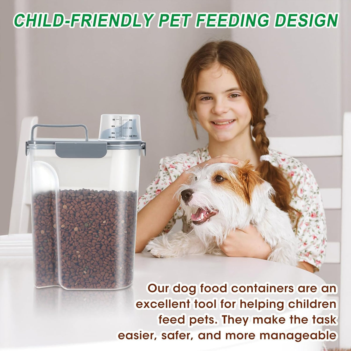 TBMax Pet Dog Cat Food Storage Containers 2 Pack 10 to 14 Lbs, Airtight Cat Food Dispenser with