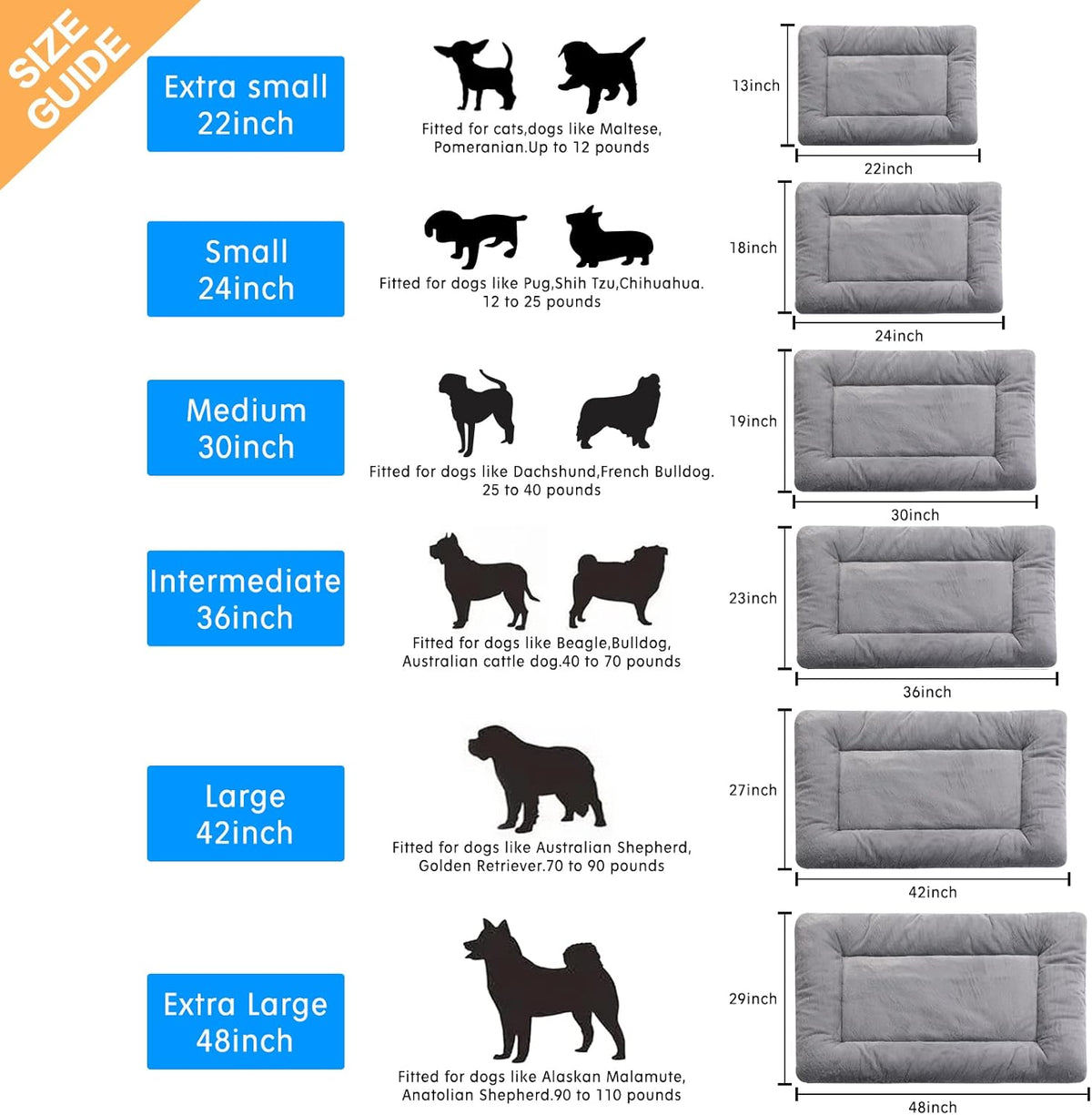 Dog Beds Crate Pad for Medium Dogs Fit Metal Dog Kennel,Ultra Soft Puppy Bed Washable & Anti-Slip