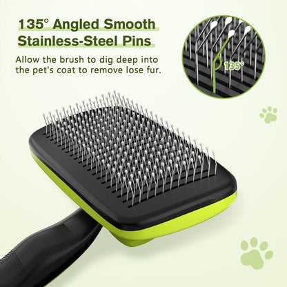 Pecute Self-Cleaning Slicker Brush for Dogs, Cats, Lightweight Dog Brush for Shedding Massaging