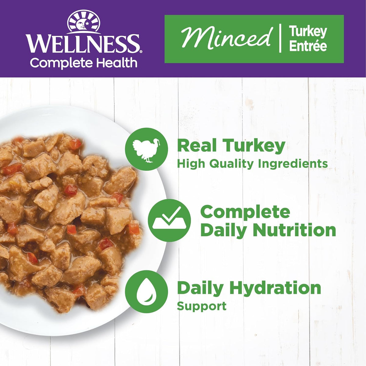 Wellness Complete Health Minced Adult Wet Cat Food, Natural, Protein-Rich, Grain Free, 5.5 Ounce