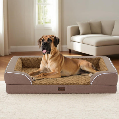Orthopedic XXL Dog Bed for Extra Large Dogs, Waterproof Memory Foam Dogs Beds with Sides, Egg-Crate