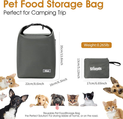 Waterproof Pet Food Storage Bag,Dog Food Container 12 lb w/2PCS Collapsible Dog Travel Bowls and