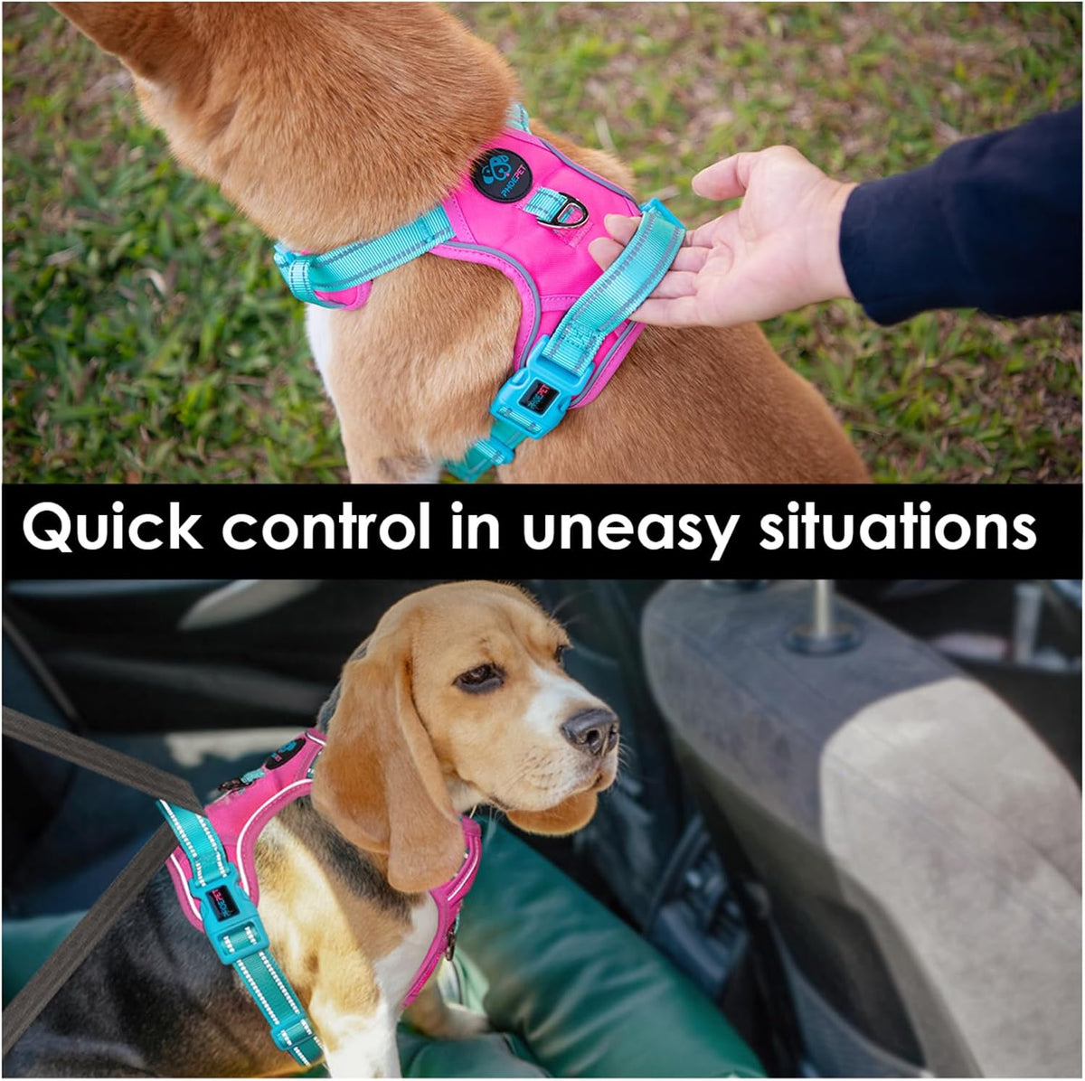 PHOEPET No Pull Dog Harness, Unique Colors Reflective Adjustable Dog Vest, with Soft Training