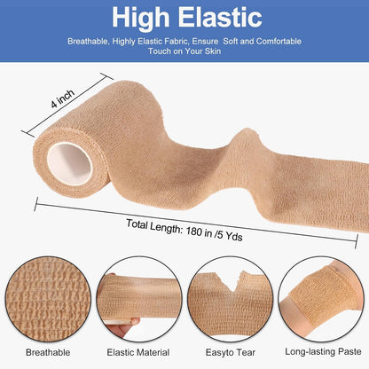 LDIWEE 24 Pack 4 Inch Self Adhesive Bandage Wrap - 5 Yard Cohesive Athletic Tape for First Aid