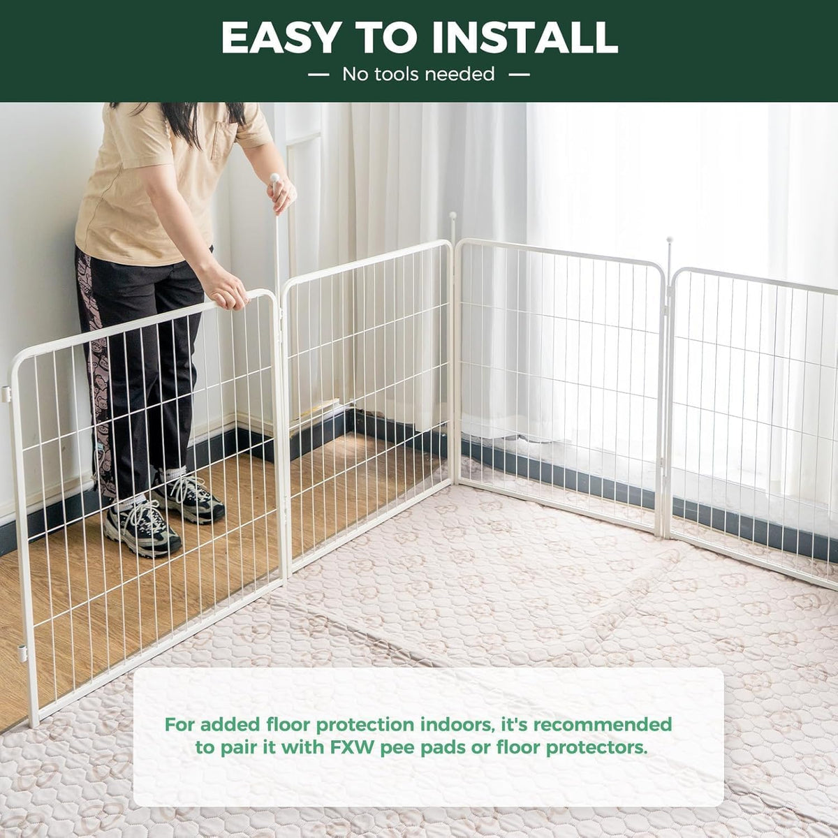 FXW Rollick Unleashed Dog Playpen for Indoor, Yard, RV Camping, 45 inch 8 Panels for Large Dogs