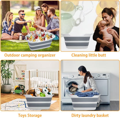 Collapsible Pet Bathtub, 7.1 Gal (27L) - Foldable Bathing Tub with Drain Plug for Dogs & Cats Under