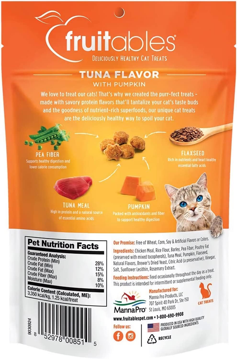 Fruitables Cat Treats, Healthy Treats For Cats, Low Calorie and Packed with Protein, Crunchy