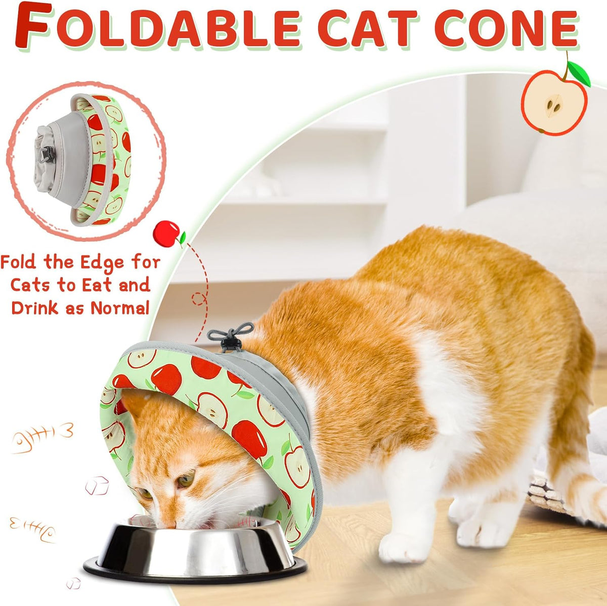 Cat Cone Collar Soft to Stop Licking, Adjustable, Foldable Lightweight Kitten Cones After Surgery