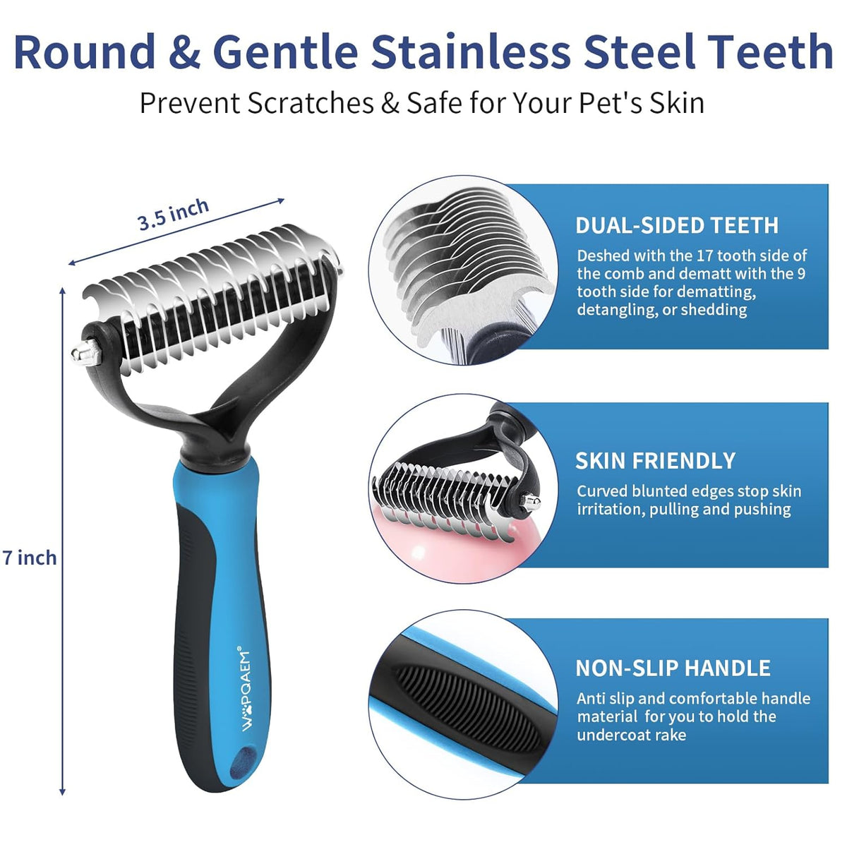 5 in 1 Dog Grooming Kit - Self-Cleaning Slicker Brush for Shedding Short Long Haired Dogs & Cats