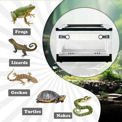 PINVNBY Plastic Reptile Feeding Box with Wheels,Reptiles Breeding Enclosure Cages Transparent