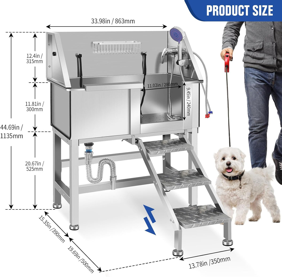 Professional Dog Washing Station, Stainless Steel Dog Bathing Station, Dog Wash Station, Storage