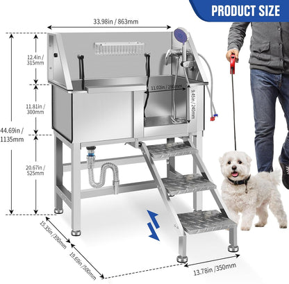 Professional Dog Washing Station, Stainless Steel Dog Bathing Station, Dog Wash Station, Storage