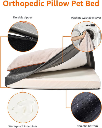 Amazon Basics Dog Bed with Cooling Gel Memory Foam, Pressure-Relief Support for Dogs up to 50lbs