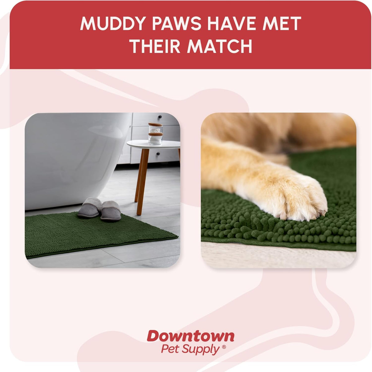 My Doggy Place Microfiber Dog Mat for Muddy Paws, 36" x 26" Chive - Absorbent and Quick-Drying Dog