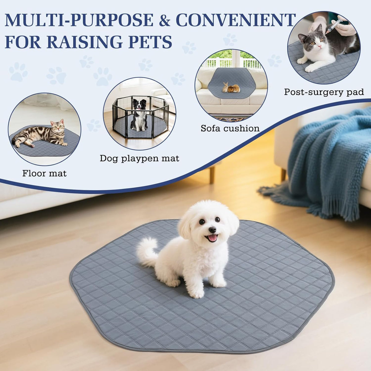 2-in-1 Small Animals Playpen with Pad, Waterproof Small Pet Cage Tent with Reusable Pad, Portable