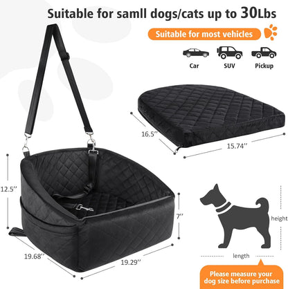 Dog Car Seat for Small Medium Dogs,Detachable Washable Dog Booster Seat Under 30lbs, Pet Car Seat