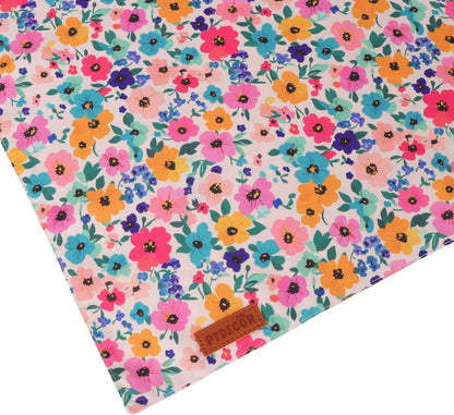 PTDECOR Floral Dog Bandana, Flower Reversible Pets Scarf, Premium Durable Fabric, Adjustable Pink