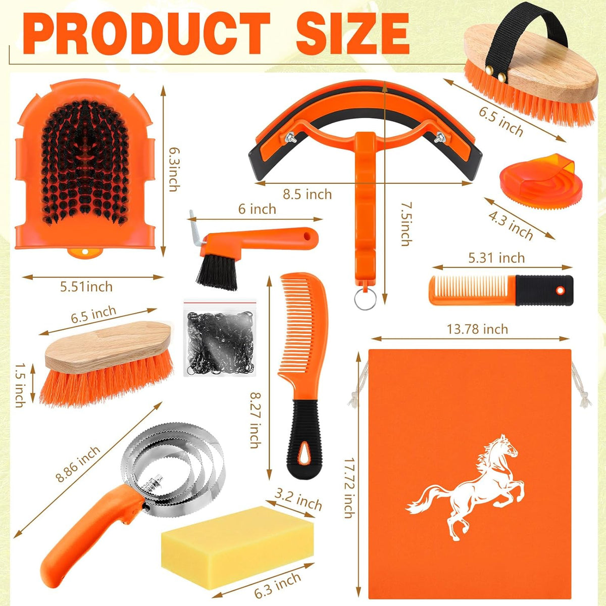 Abbylike 12 Pieces Horse Grooming Kit Racing Festival Tack Room Supplies Horse Brush Sets Equine
