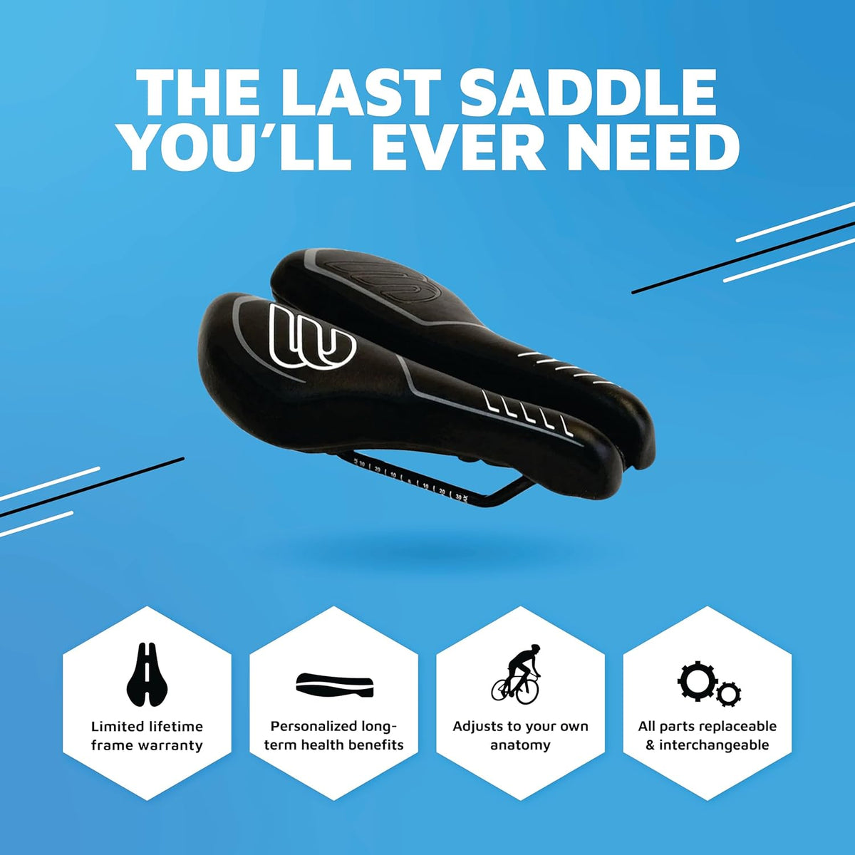 SRT Super Short Noseless Pain-Free Adjustable Bicycle Saddle Black with Titanium Rails Custom Fit
