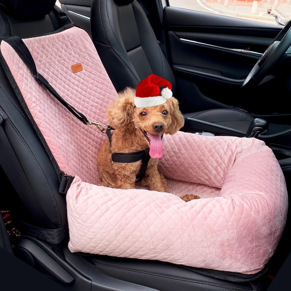 Dog Car Seat for Small Medium Dogs Up to 40lbs, Detachable Washable Soft Pet Booster Travel Bed for