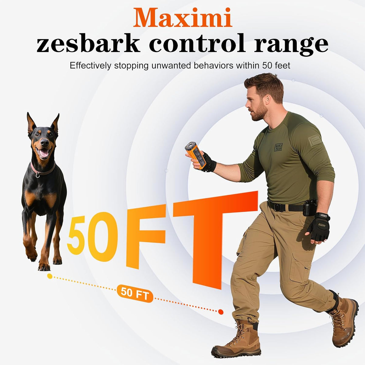 2 Pack Dog Bark Deterrent Devices Rechargeable Anti-Barking Device for Dogs 50ft Long Range