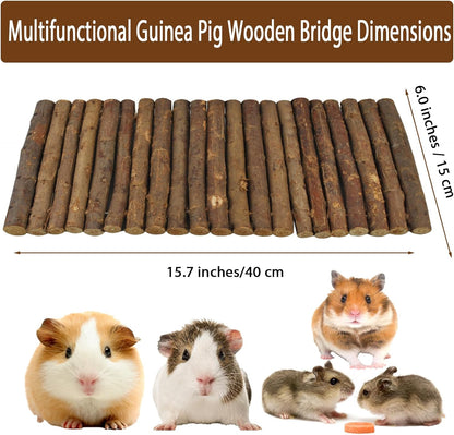 kathson Wooden Hamster Bridge,Guinea Pig Wood Ladder Bendable Tunnel Hideout Hut Small Animal