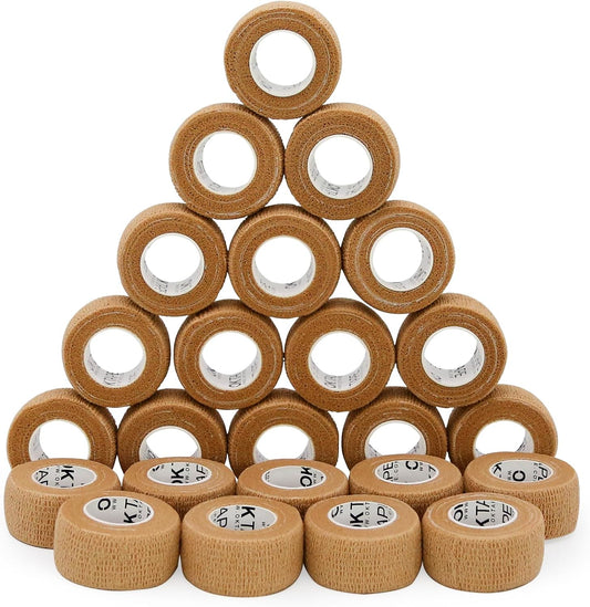 OK TAPE Self Adherent Cohesive Bandages Wrap - 24Packs, 1" x 5 Yards, Non-Woven Self Adhesive