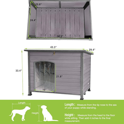 GUTINNEEN Chew Proof Dog House with Metal Iron Frame Outdoor Dog Kennel for Small Medium Large