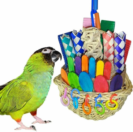 Super Bird Creations SB669 Wicker Foraging Basket Bird Toy for Parrots Cockatiels Ringnecks Medium