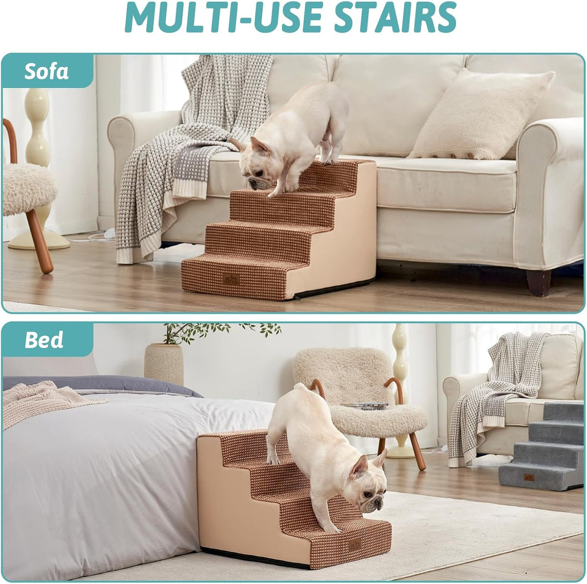 Dog Stairs for Small Dogs, 4 Tier Wider Pet Stairs for Couch and Beds, 17.7" H Non-Slip Dog Steps