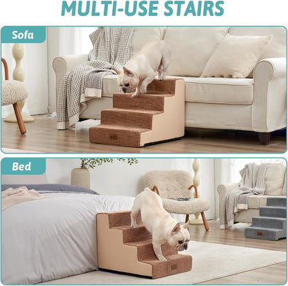 Dog Stairs for Small Dogs, 4 Tier Wider Pet Stairs for Couch and Beds, 17.7" H Non-Slip Dog Steps