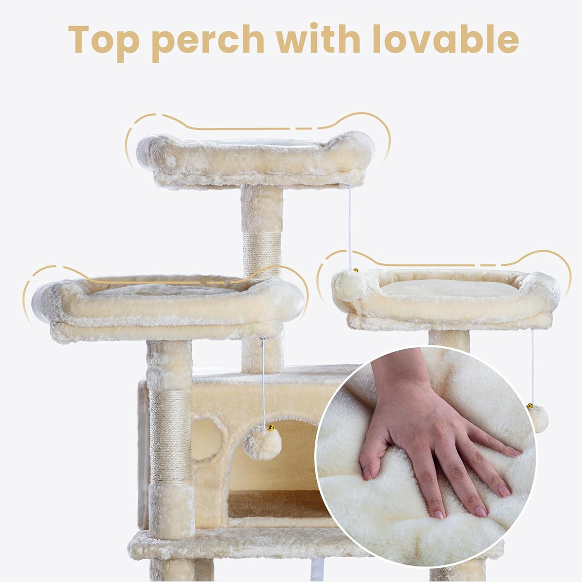 SHA CERLIN 68 Inches Multi-Level Large Cat Tree for Large Kitties/Big Cat Tower with Condo/Cozy