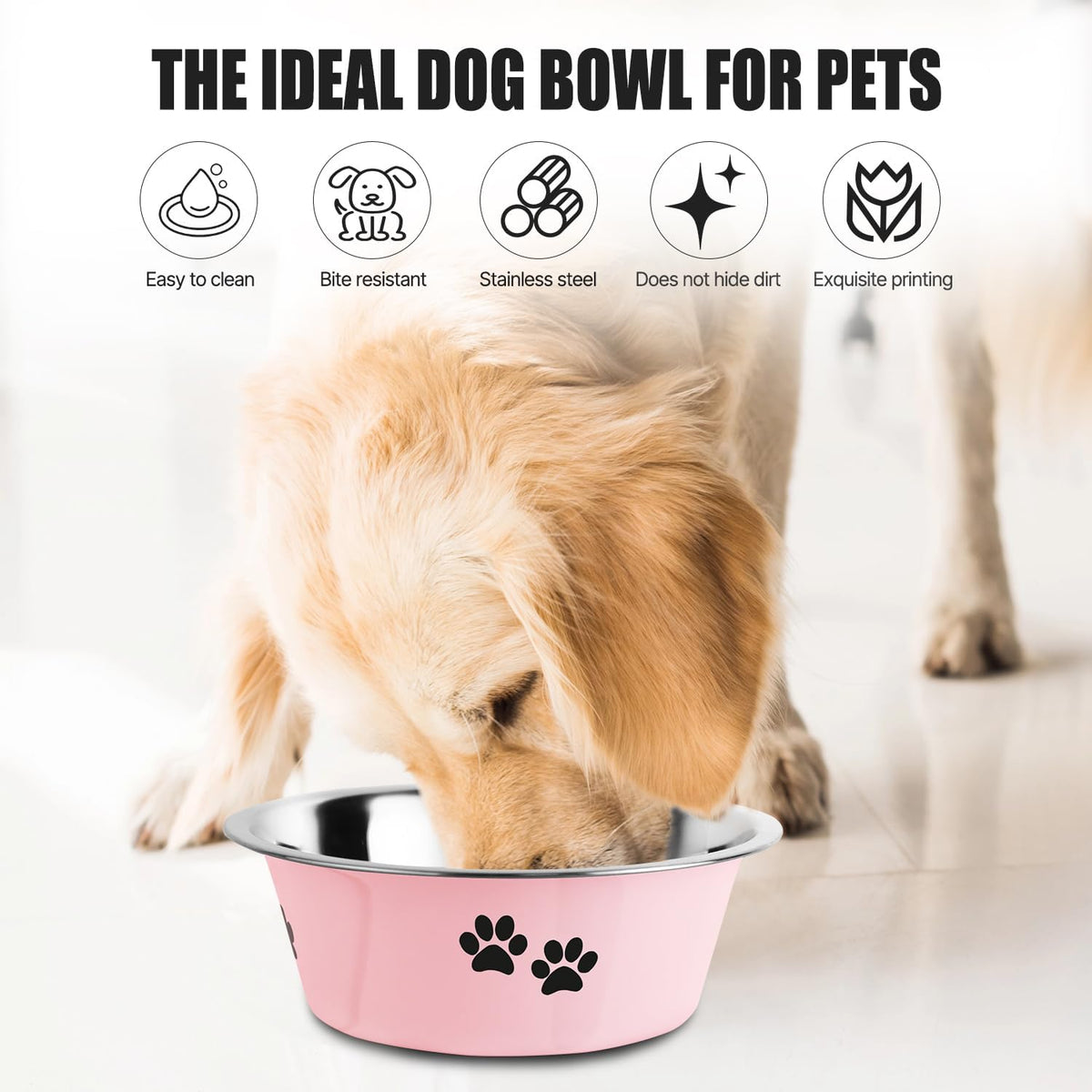 Stainless Steel Dog Bowls, Nonslip Rubber Bottom No Spill Proof Skid Metal Insulated Dog Bowls for