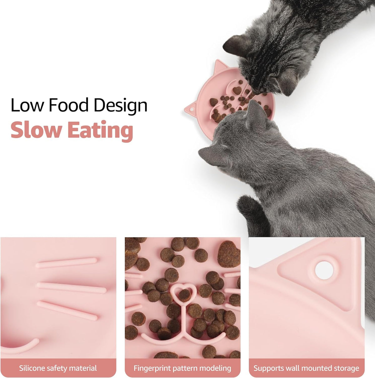 Coomazy Silicone Slow Feeder Dog Cat Bowls, Interactive Puzzle Toy for Pets Dry/Wet Food Training