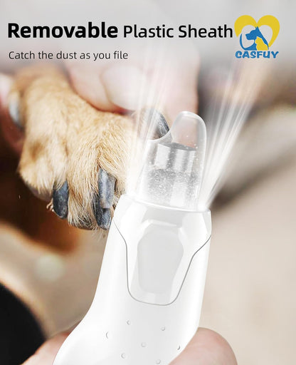 Casfuy Dog Nail Grinder Quiet - (45db) 6-Speed Pet Nail Grinder with 2 LED Lights for Large Medium