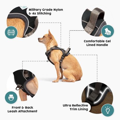 Embark Adventure Dog Harness, Reflective Trim XL Harness for Extra Large Dogs No Pull - Military