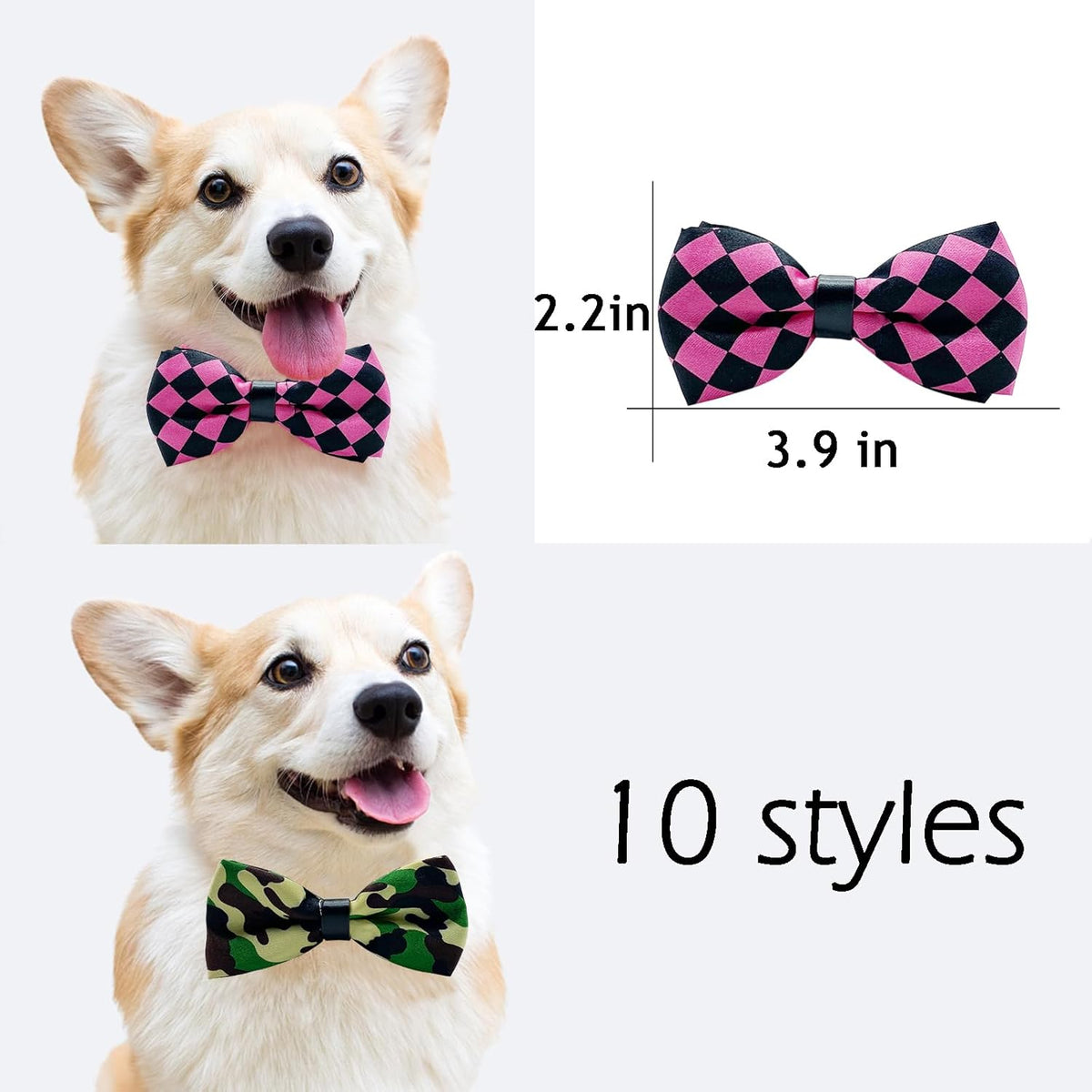 10 PCS Dogs Collar Elastic Attachment Bow Ties for Small Medium Large Pet/Cats Puppies Collar