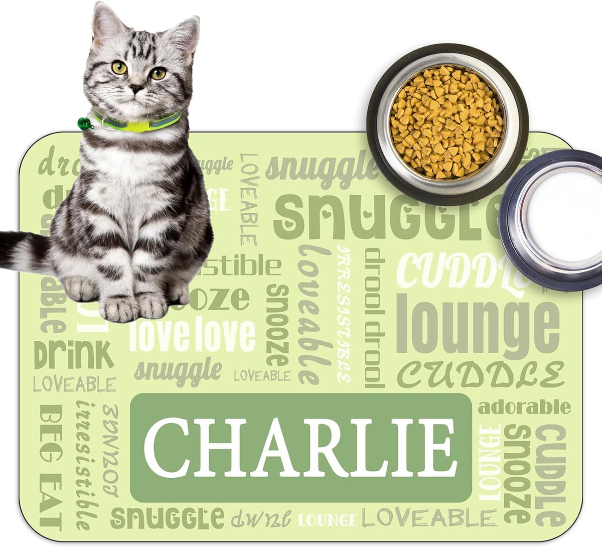 Personalized Dog Cat Feeding Mat Custom Pet Food Mat Waterproof Non-Slip Customized Puppy Name