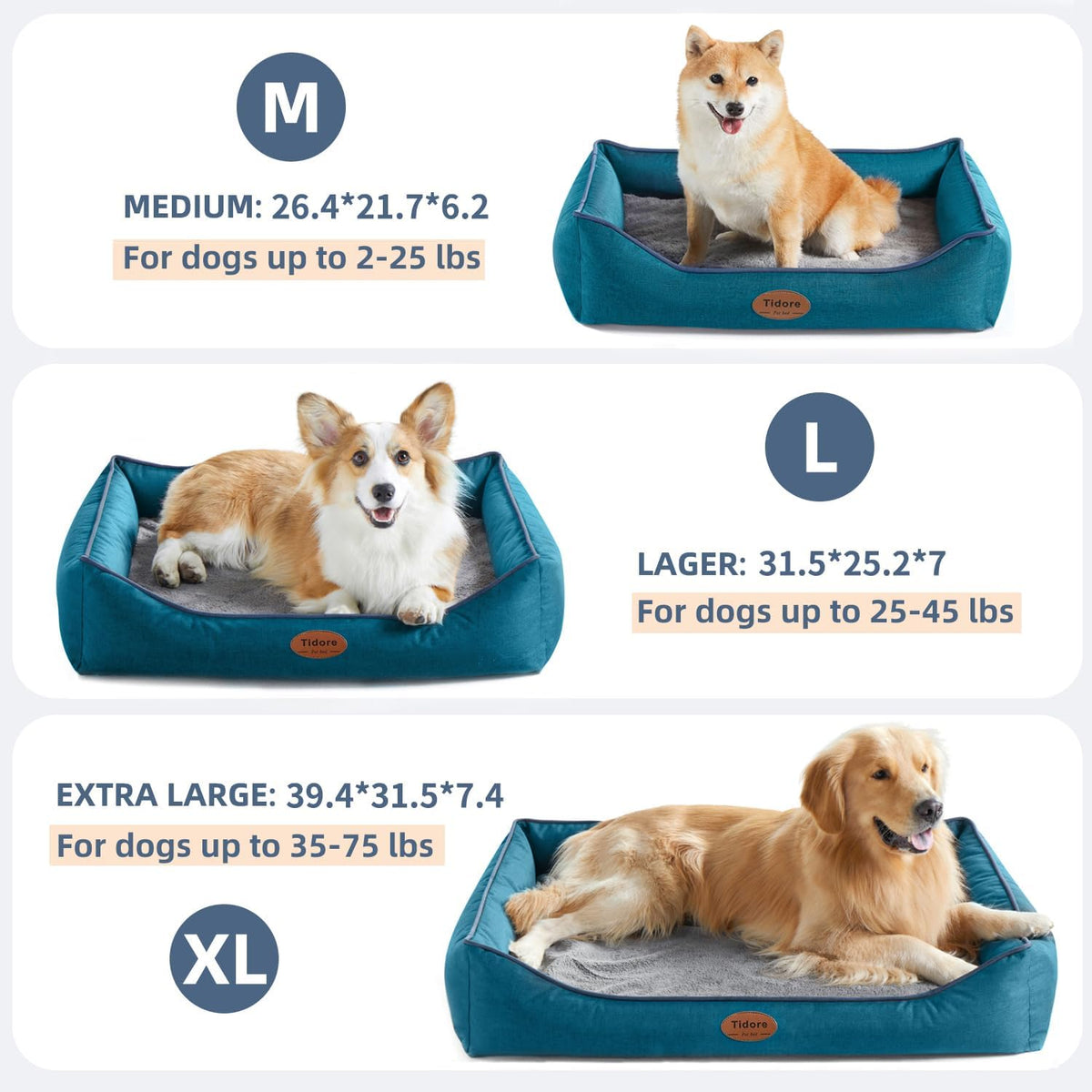 Orthopedic Dog Beds for Medium Dogs, Durable Egg Crate Foam Sofa Dog Bed wit Washable Removable