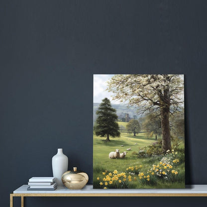 Country Sheep Canvas Wall Decor Farmhouse Rustic Lamb Wildflower Wall Art Nature Countryside