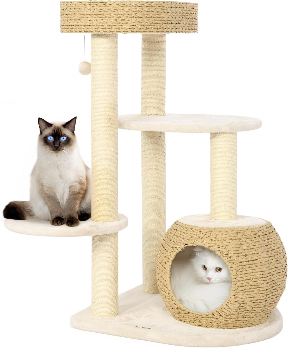 KAMABOKO Modern Cat Tree, 39" Tall Cat Trees for Indoor Cats, Cat Condo Natural Sisal with