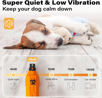 Casfuy 6-Speed Dog Nail Grinder - Newest Enhanced Pet Nail Grinder Super Quiet Rechargeable