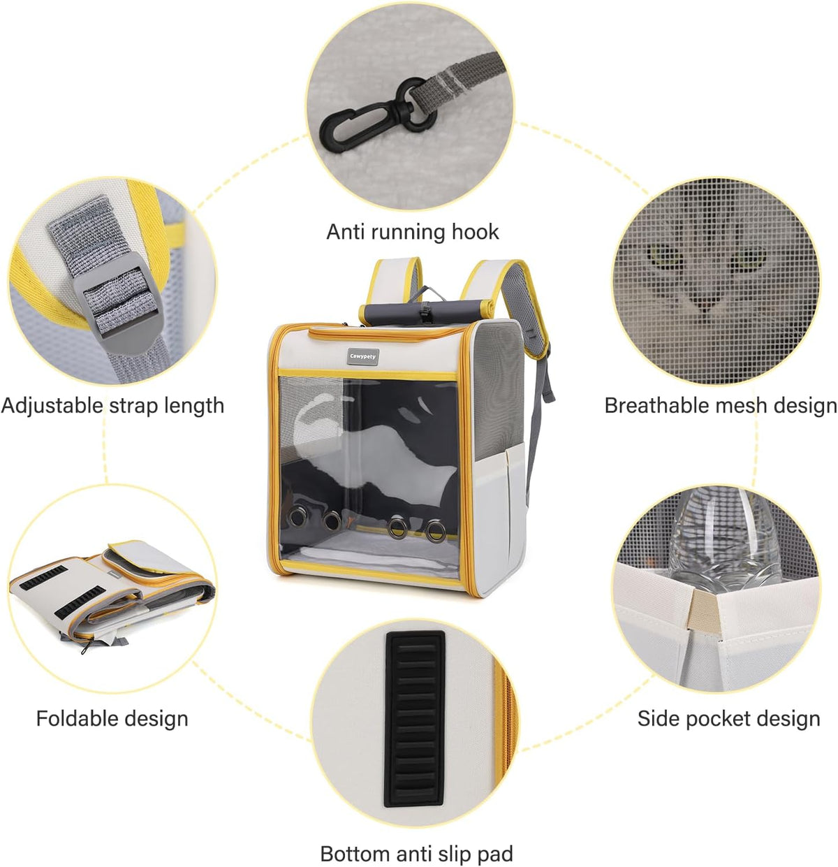 Cat Backpack Carrier, Collapsible and Breathability Cat Carrier Large for Cat Under 16 lbs, Dog and