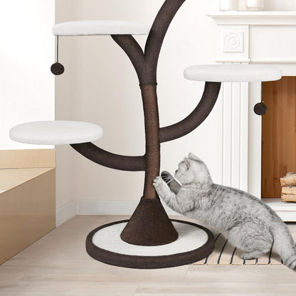 Multi-Level Modern Cat Tree, All-in-One Cat Tower with Scratching Post, Flower Cat Tree Houses for