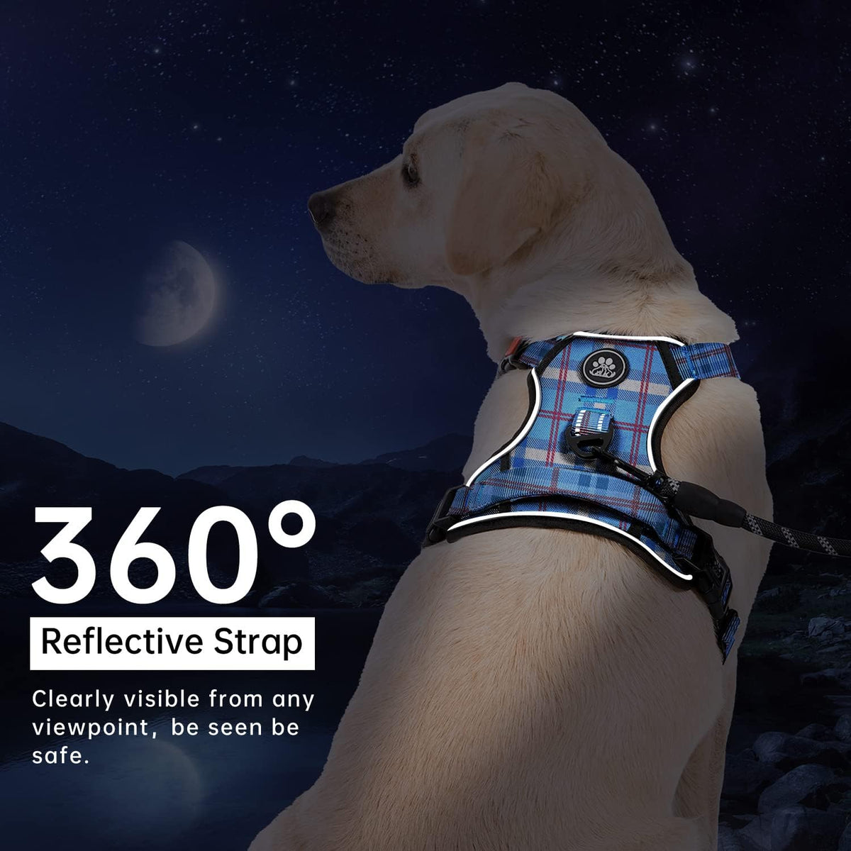 IVY&LANE No Pull Dog Harness with Leash Set, Reflective No Choke Pet Vest,Adjustable Oxford Dog