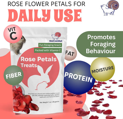 Snout and Shell Rose Petals Treats – Natural Snack for Rabbits, Guinea Pigs & Chinchillas – Vitamin