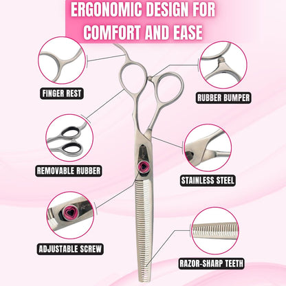 Kenchii Love Dog Grooming Scissors, 46 Tooth Thinning Shears, Dog Scissors for Grooming