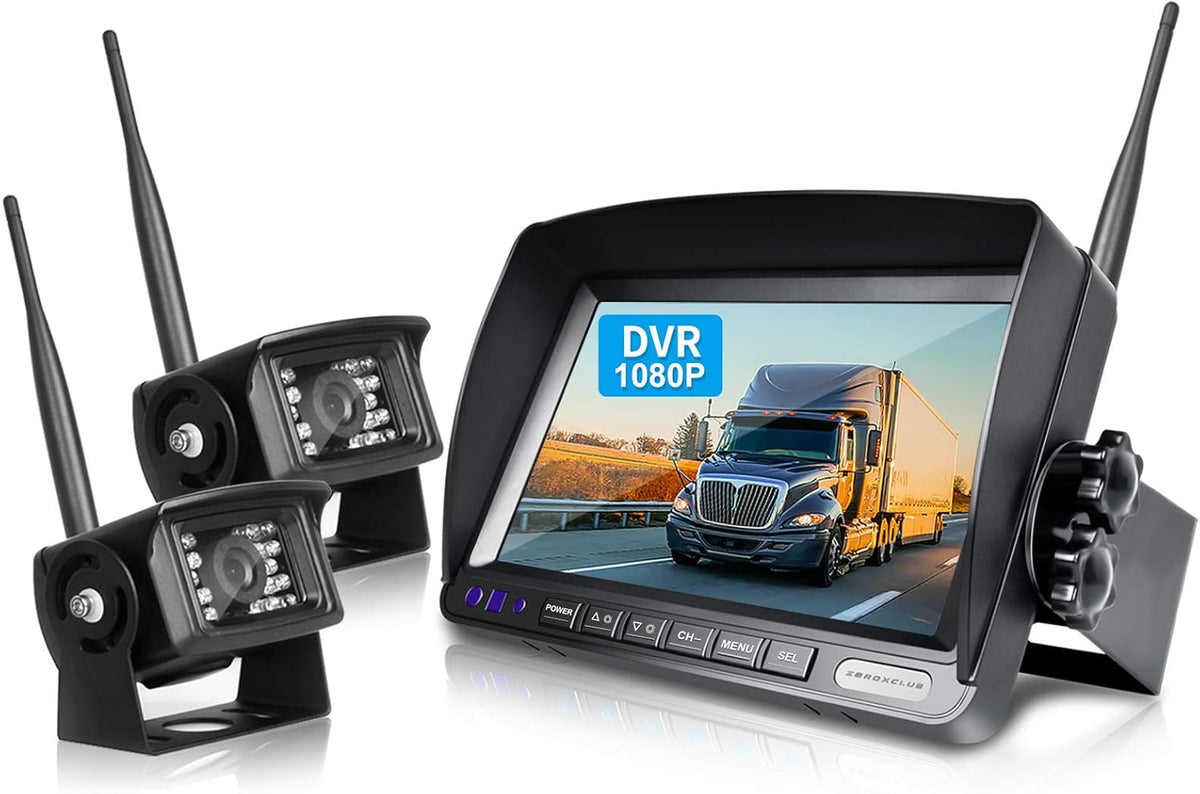 1080P FHD Digital Wireless Backup Camera System Kit for RV/Truck/Trailer/Van/Bus,Night Vision,7inch