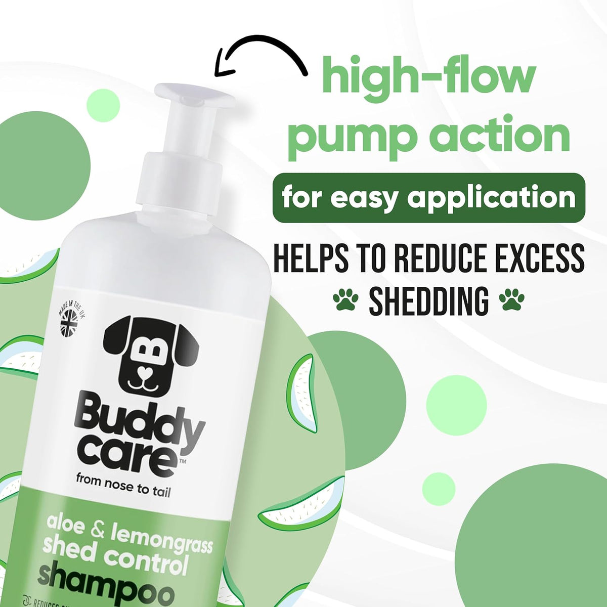 Shed Control Dog Shampoo by Buddycare | Aloe & Lemongrass Scented | with Aloe Vera and Pro Vitamin